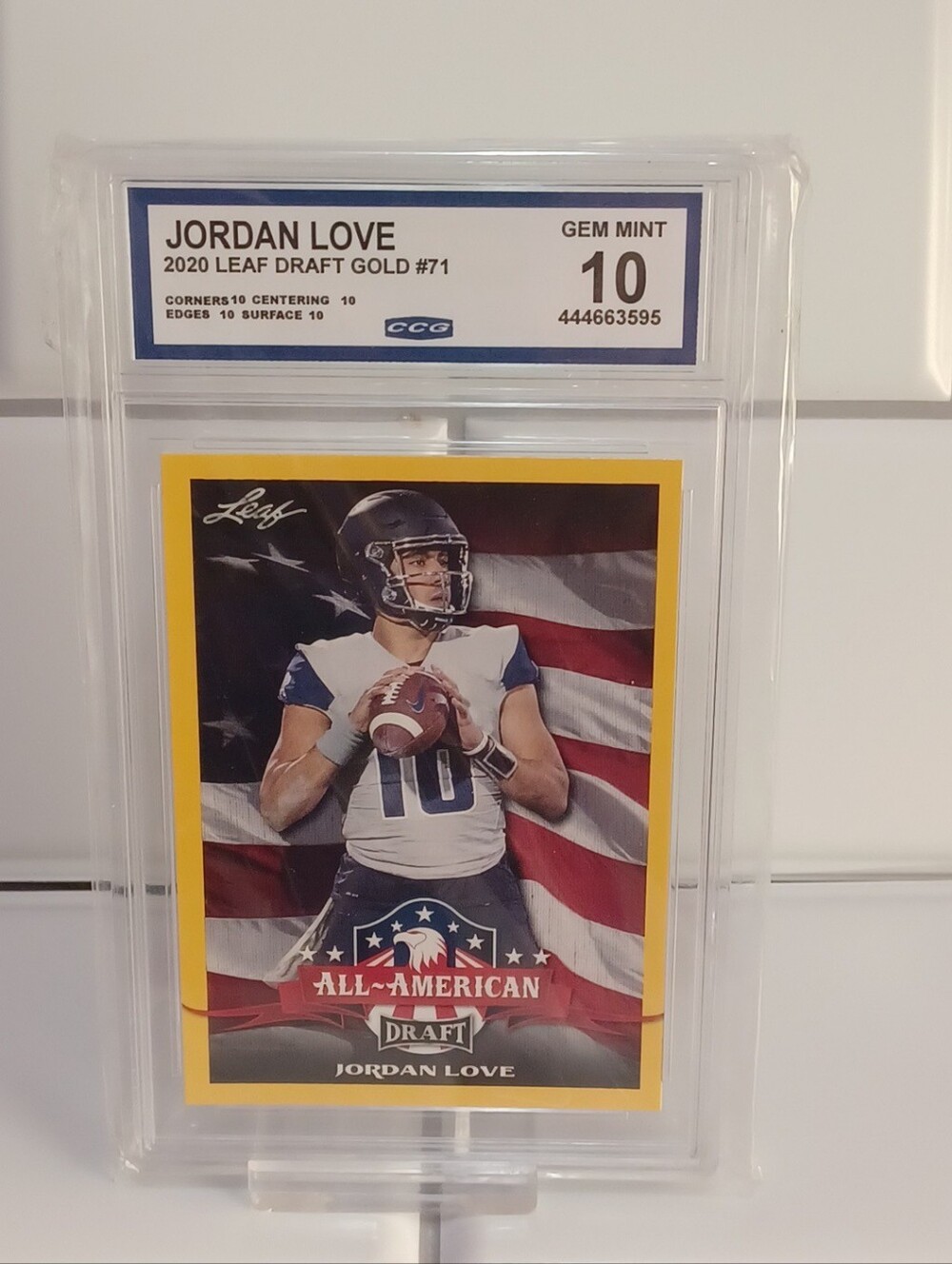 2020 Leaf Draft - All-American Jordan Love #71 Gold (RC) CCGRADING 10